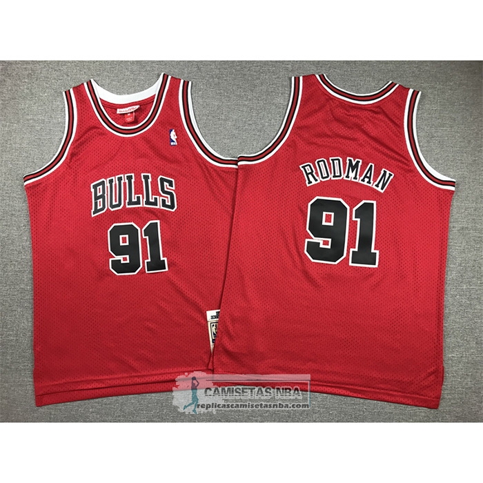 Camiseta Nino Chicago Bulls Dennis Rodman NO 91 Mitchell & Ness 1997-98 Rojo